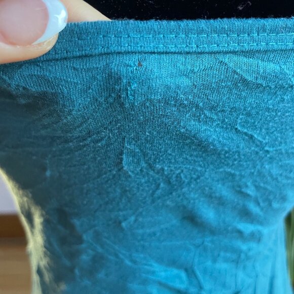Y2K Teal Lace Trim Crinkle Cami Sz. S Coquette Fairycore Mermaidcore Layering - Picture 4 of 11